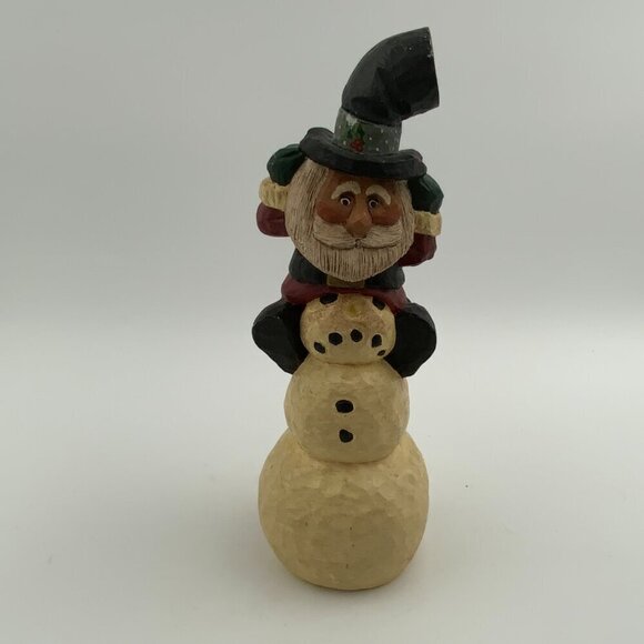 Handcrafted Rodney W. Leeseberg Santa & Snowman 1997 Figurine House of Hatten - Picture 8 of 10
